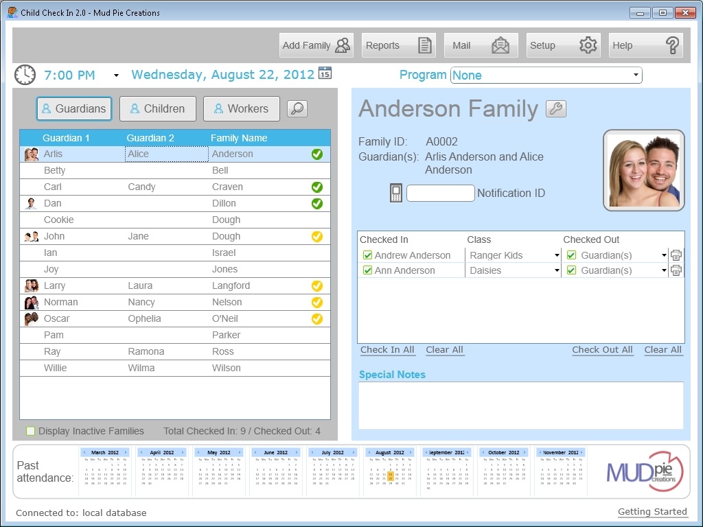 Affordable Child Check In Print And Scan Photo Badges Child Check In Main Screen Affordable Church Management For Nursery Security